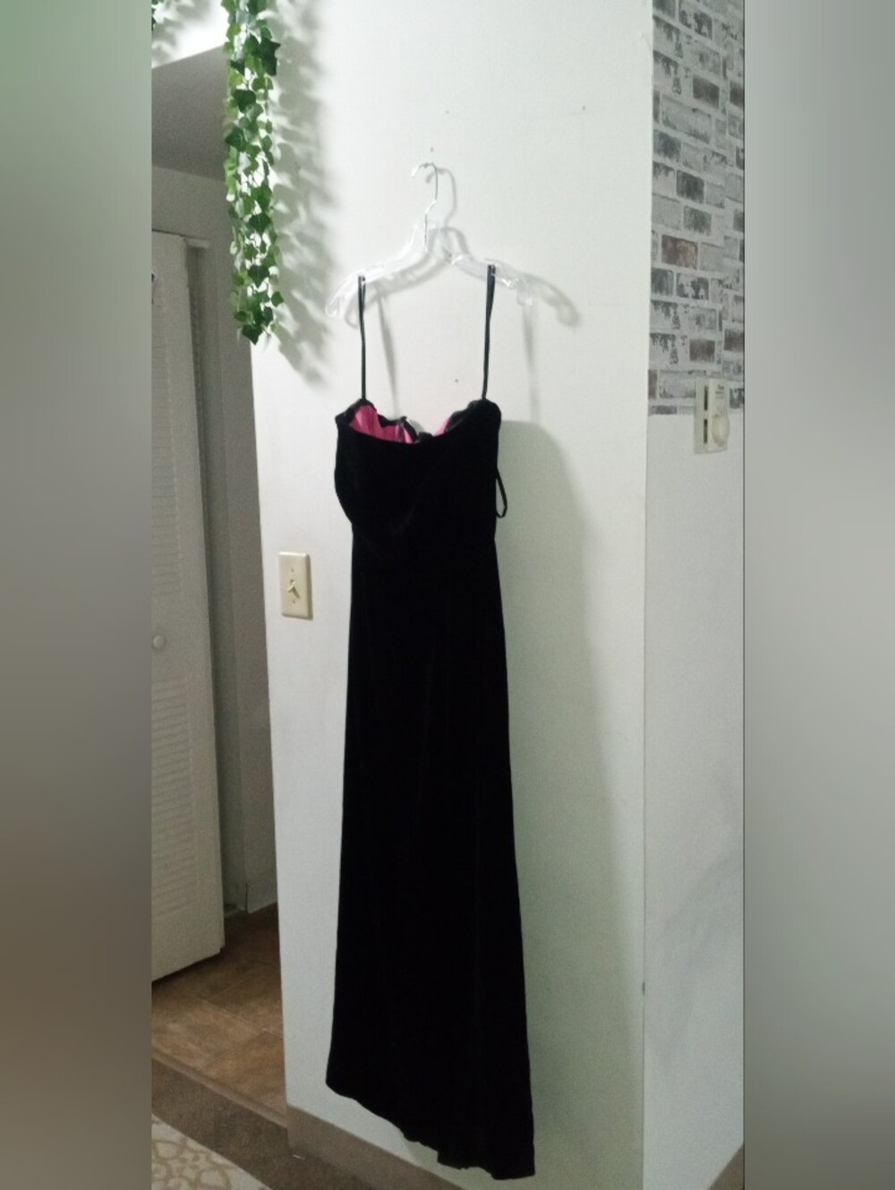 Ann Taylor Black Velvet Maxi Dress with Pink Lining